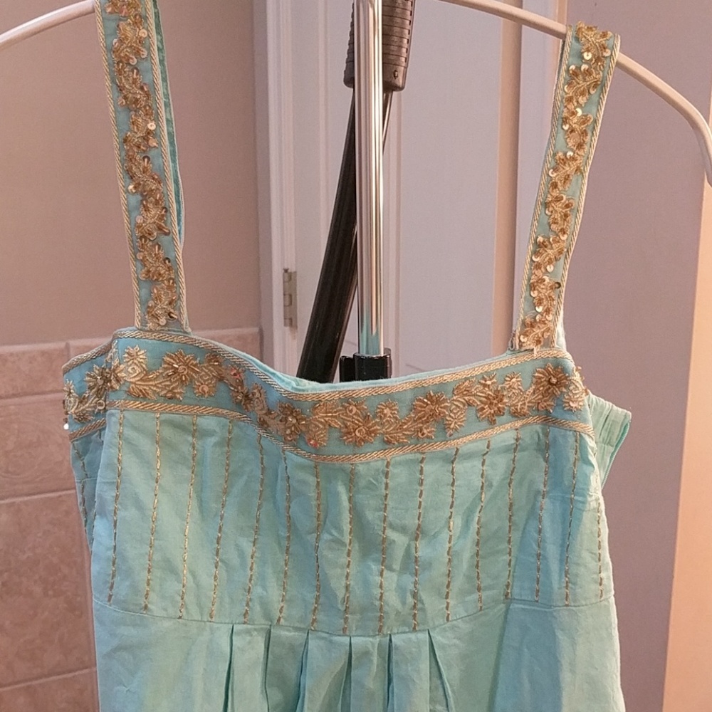 🎉HP🎉 Belly Basics aqua and gold maternity dress in XS